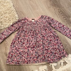 Tea Collection Pink Floral Long Sleeve 100% Cotton Dress